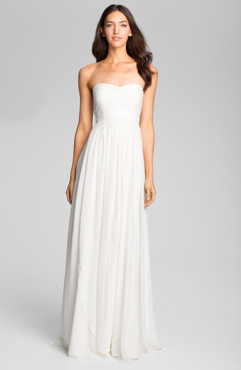 Jenny Yoo Monarch Sweetheart Neckline Layered Chiffon Gown, Main, color, 