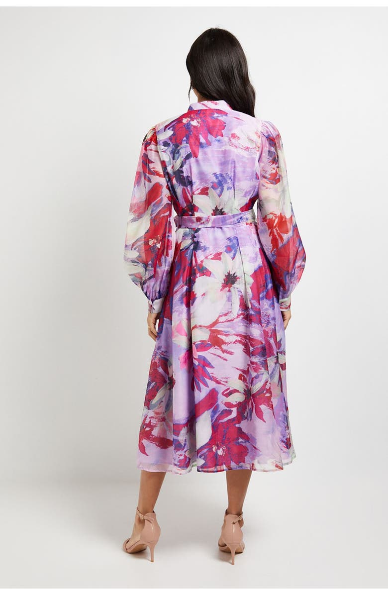 Wallis Floral Print Organza Midi Shirt Dress, Alternate, color, Pink