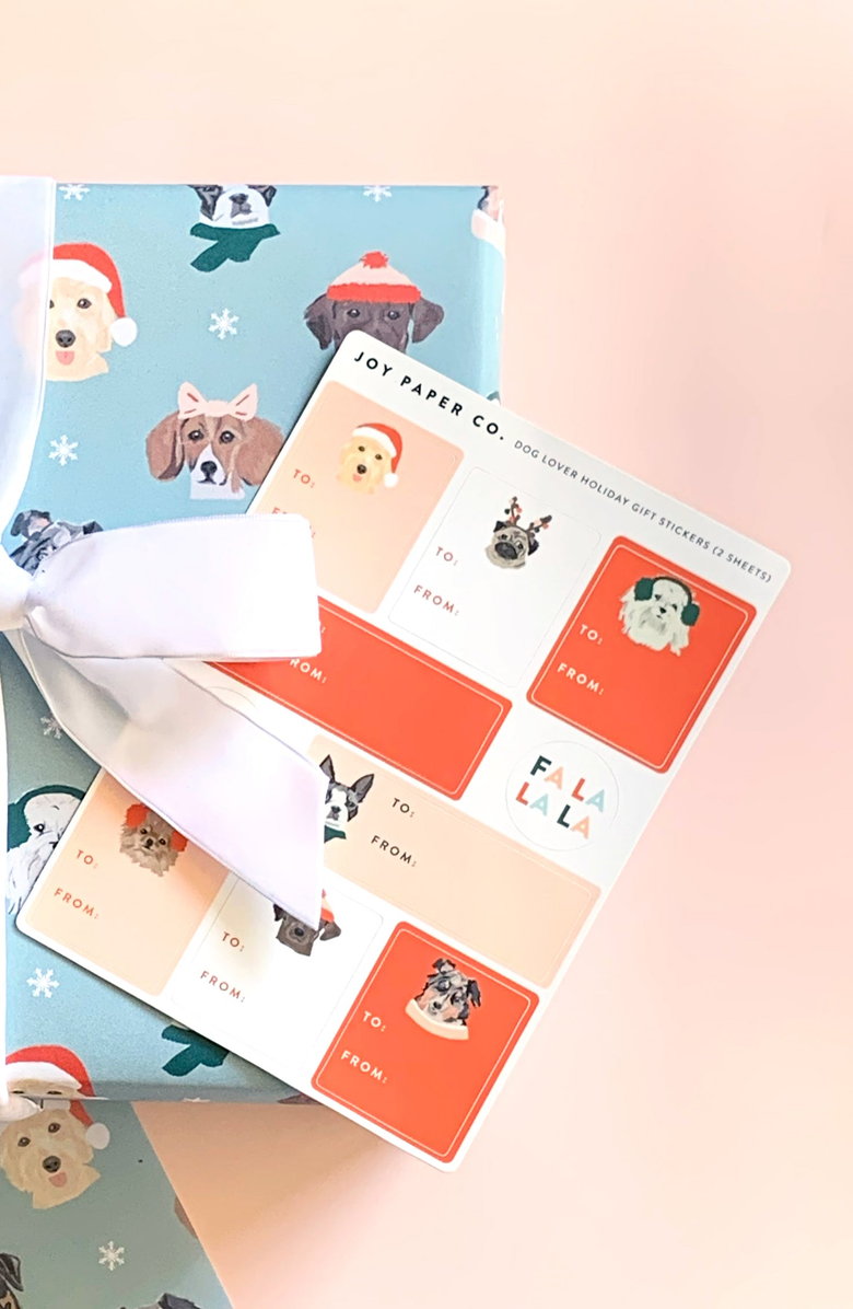 Joy Paper Co. Holiday Dogs Gift Sticker Sheets, Alternate, color,