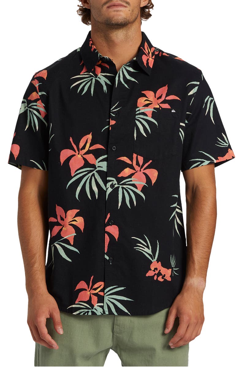Quiksilver Apero Floral Short Sleeve Button-Up Shirt, Main, color, 
