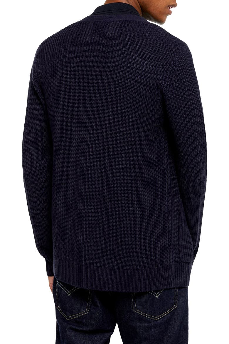 Rack Textured Cardigan Sweater, Alternate, color, NAVY BLUE