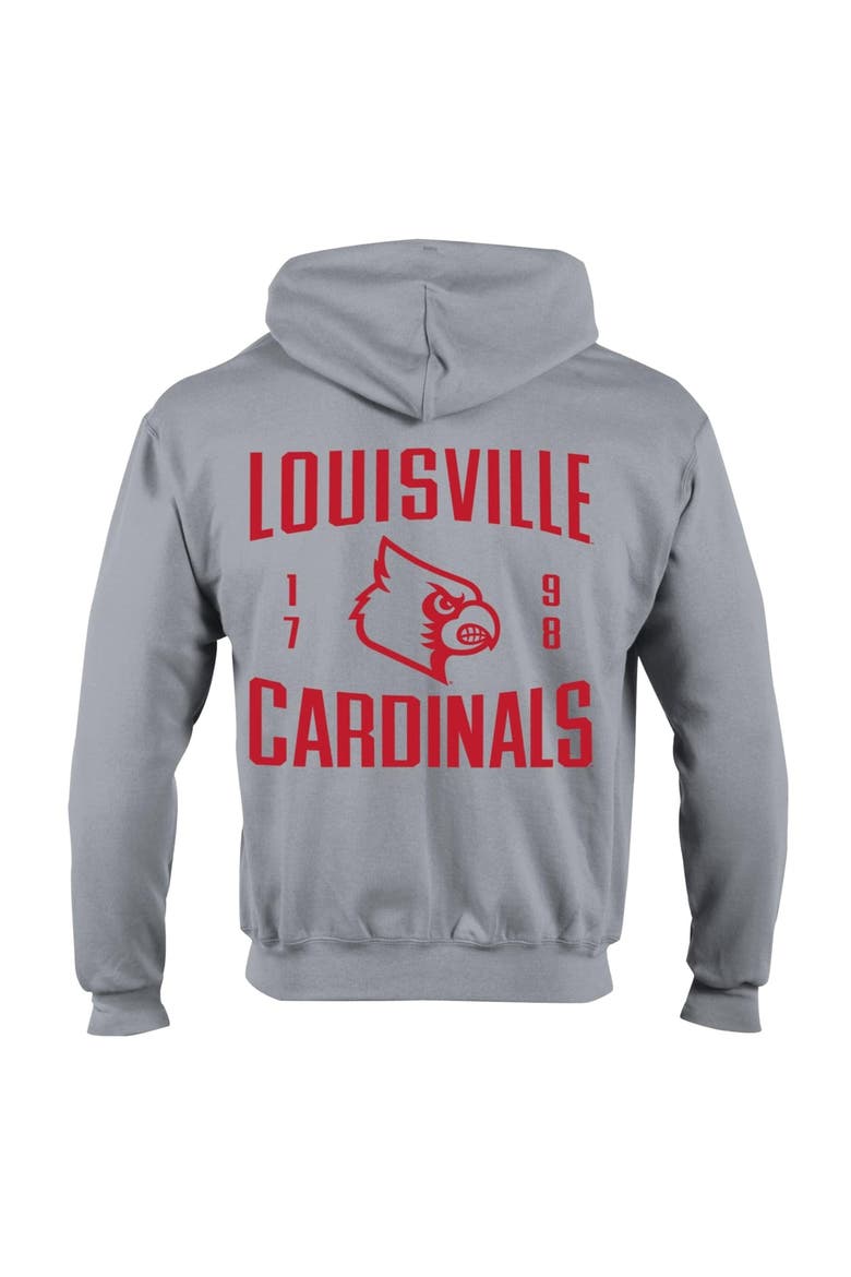 Men's Champion  Heather Gray Louisville Cardinals Varsity Powerblend Full-Zip Fleece Hoodie, Alternate, color, Heather Gray