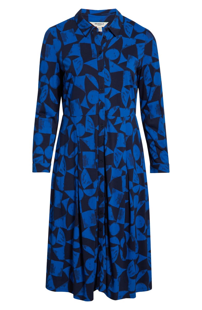 Seasalt Cornwall Coastline Print Long Sleeve Organic Cotton Blend Shirtdress, Alternate, color,