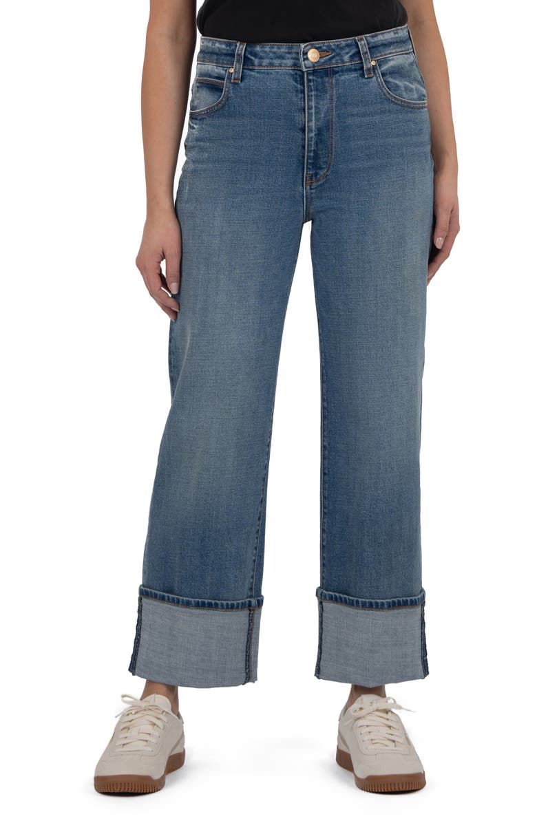 KUT from the Kloth Sienna High Waist Cuffed Hem Wide Leg Jeans, Alternate, color, Stewardship