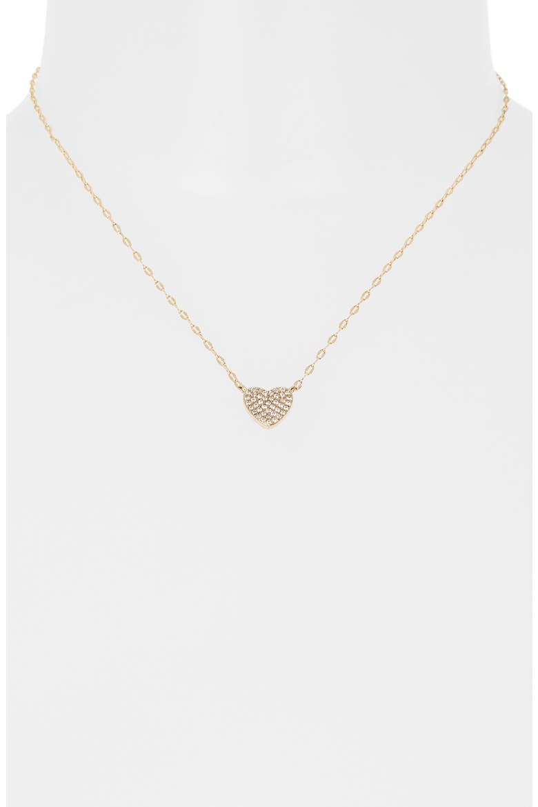 Pavé Cubic Zirconia Heart Pendant Necklace, Alternate, color, CLEAR- GOLD