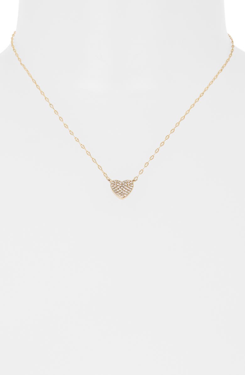 NORDSTROM RACK Pavé Cubic Zirconia Heart Pendant Necklace, Alternate, color, Clear- Gold