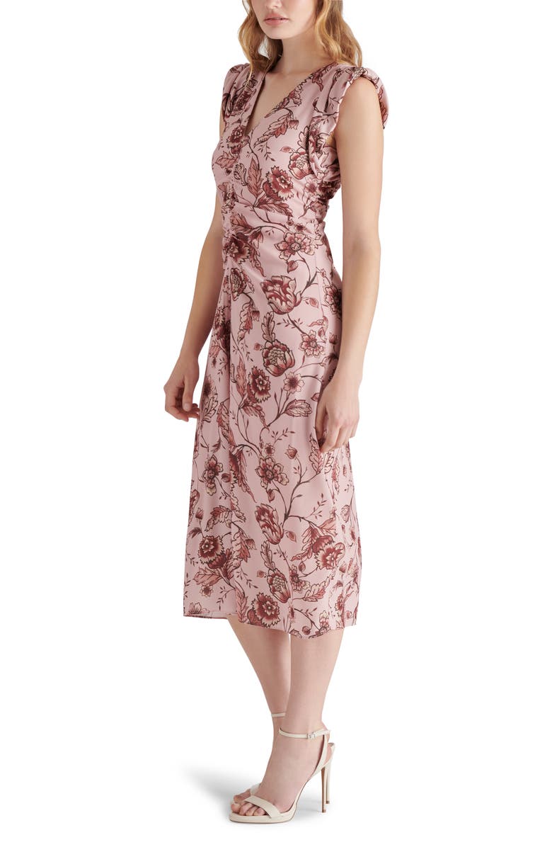 Steve Madden Honey Floral Ruched Front Midi Dress, Alternate, color,