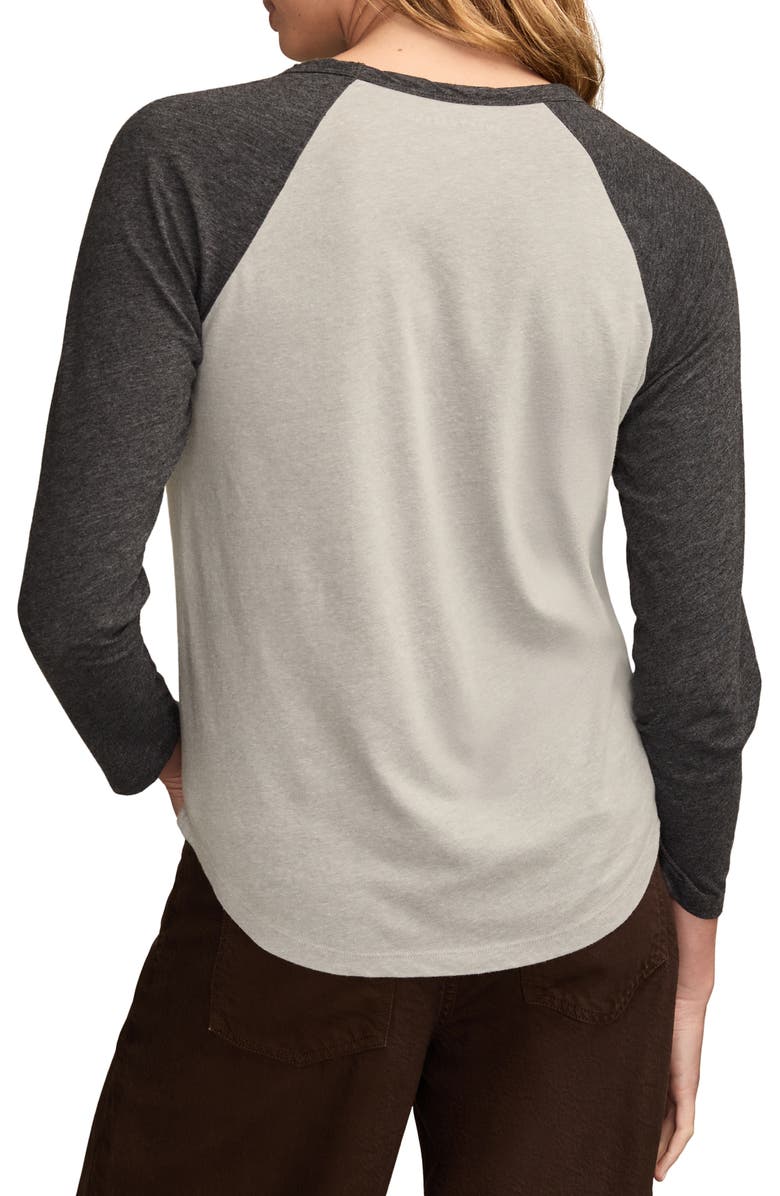 Lucky Brand Good Fortune Sun Poster Raglan Top, Alternate, color, Grey/ Jet Black