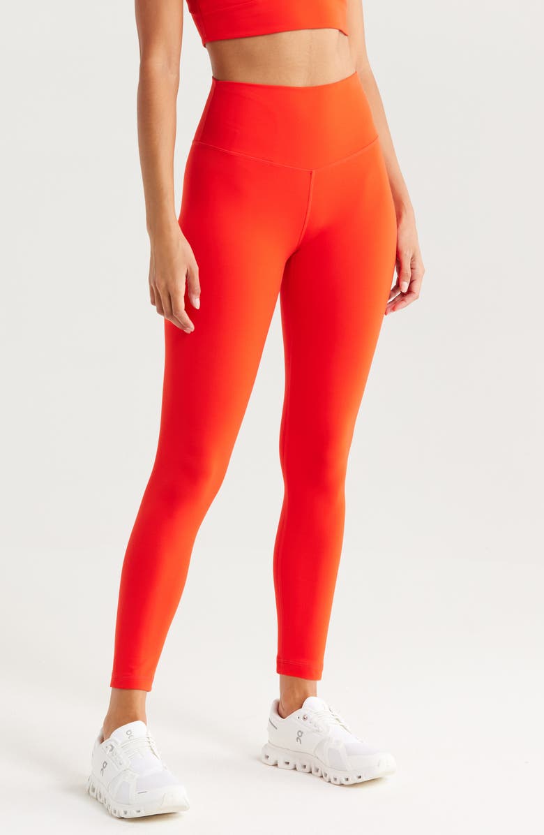 Zella Studio Luxe High Waist 7/8 Leggings, Main, color, Red Fiery