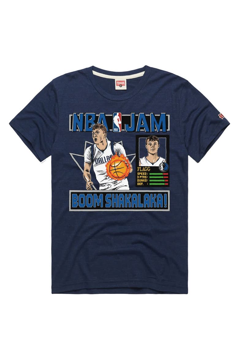 Unisex Homage Cooper Flagg Navy Dallas Mavericks NBA Jam Tri-Blend T-Shirt, Alternate, color, Navy