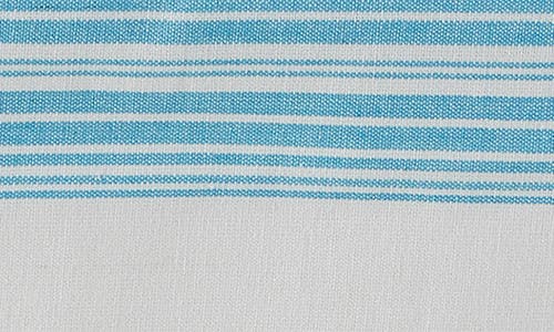 Design Imports Surfrider Stripe Fringe Cotton Table Runner In Blue
