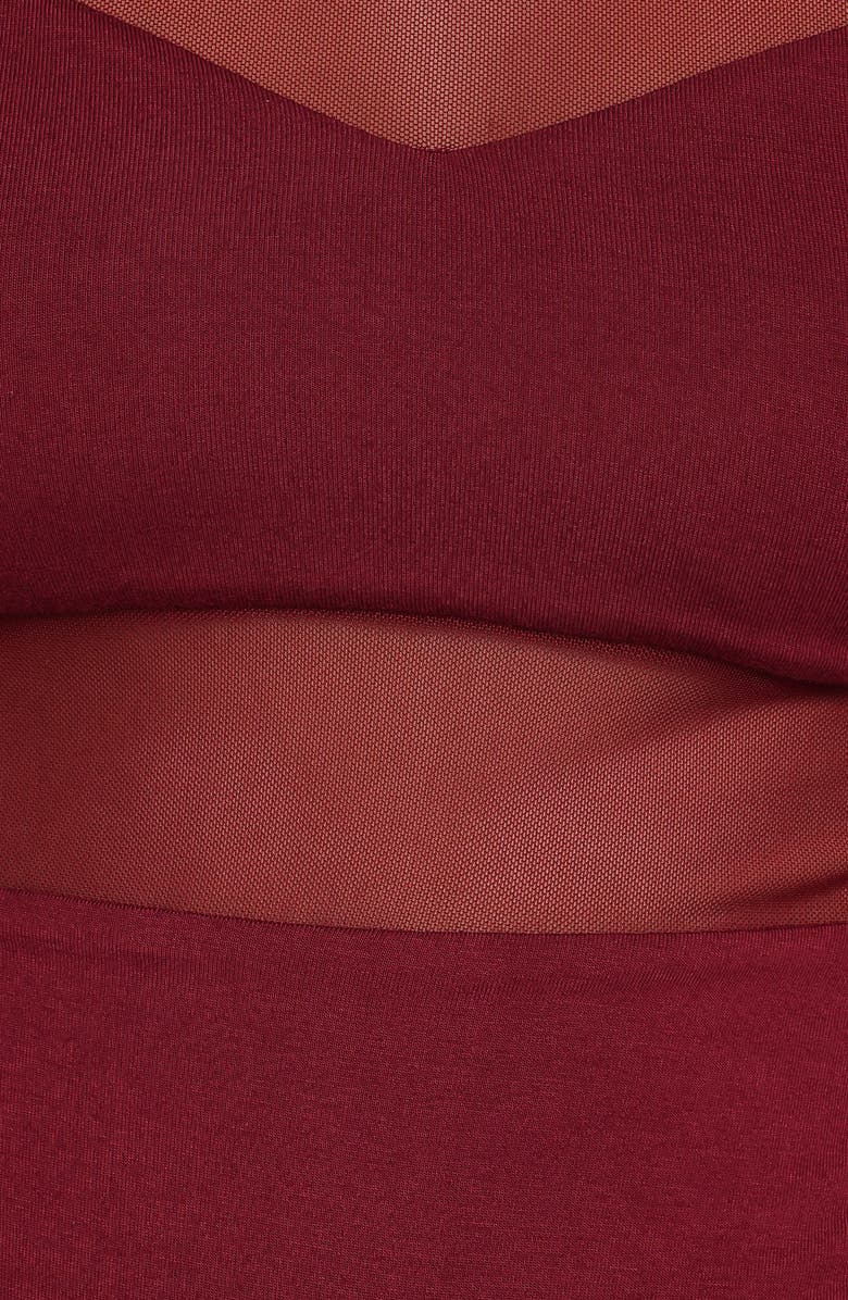 Petal & Pup Kingsley Long Sleeve Mesh Bodysuit, Alternate, color, Merlot