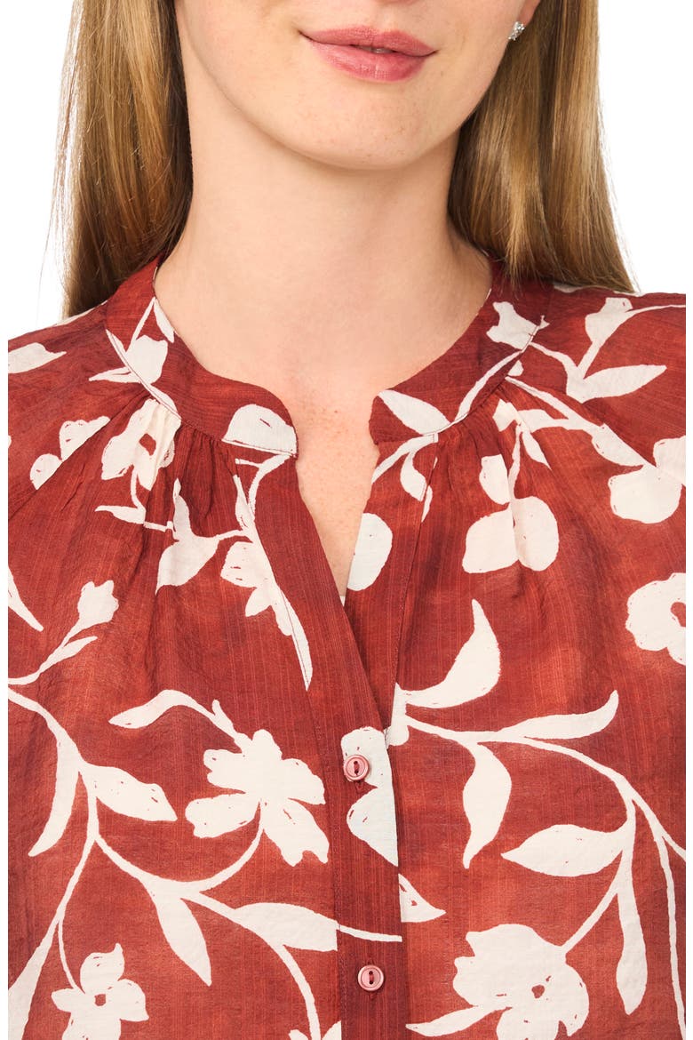Floral Lace Cuff Top, Alternate, color, RUSSET BROWN