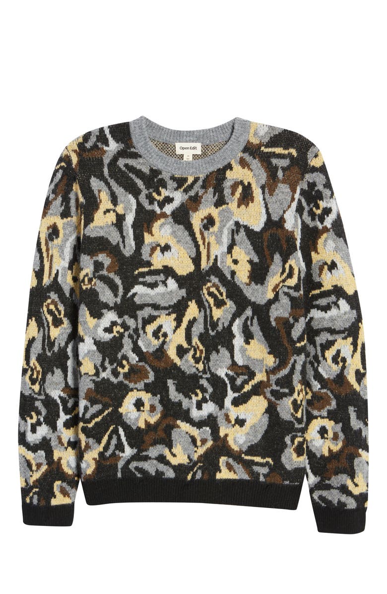 Open Edit Long Sleeve Floral Graphic Sweater, Alternate, color,