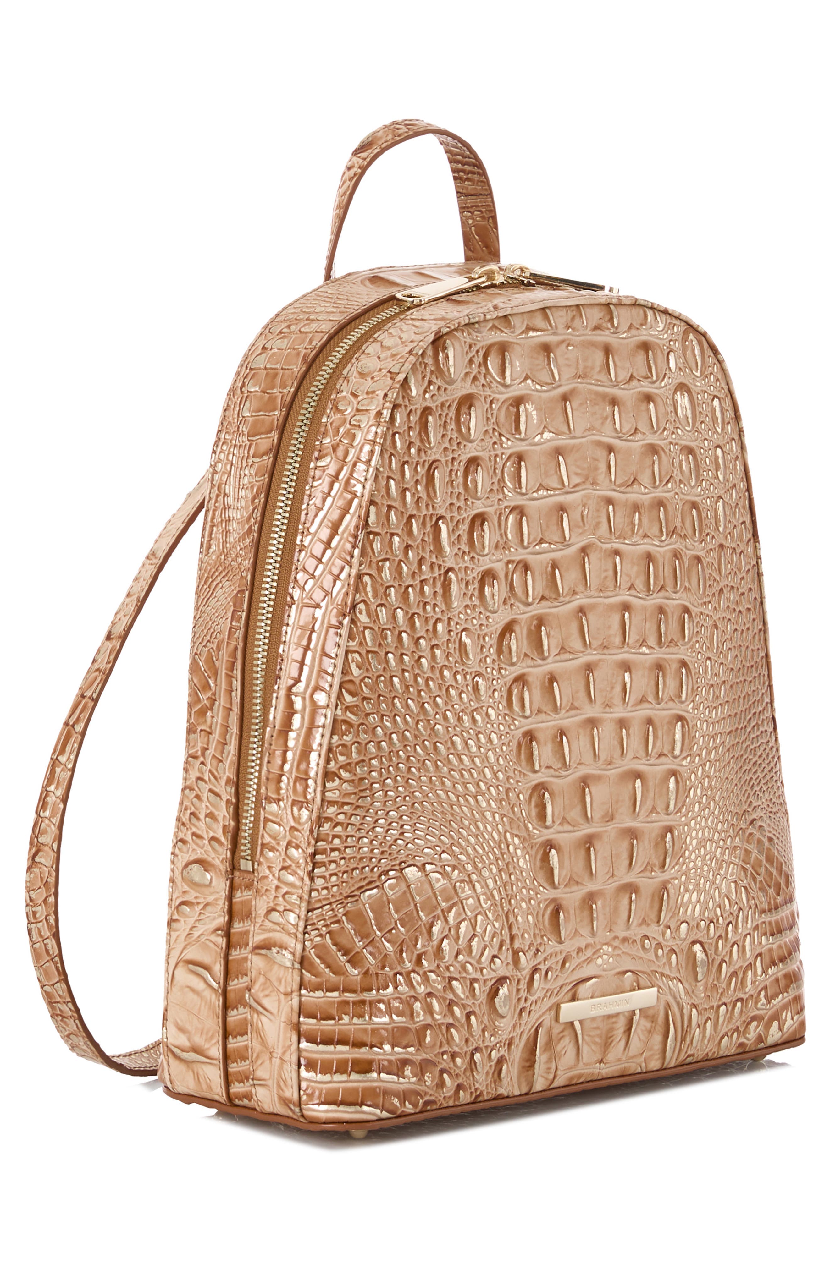 Brahmin Nola Croc Embossed Leather Backpack, Alternate, color, 
