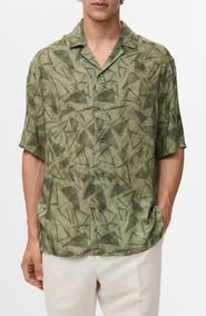 MANGO Abstract Print Camp Shirt