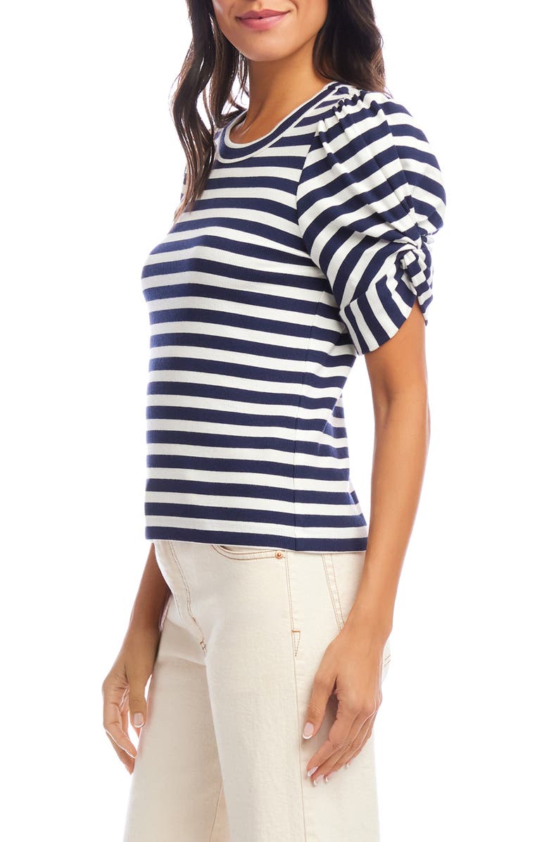 Karen Kane Stripe Twist Sleeve Shirt, Alternate, color, Blue/ White Stripe