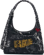 Desigual Embroidered Denim Shoulder Bag