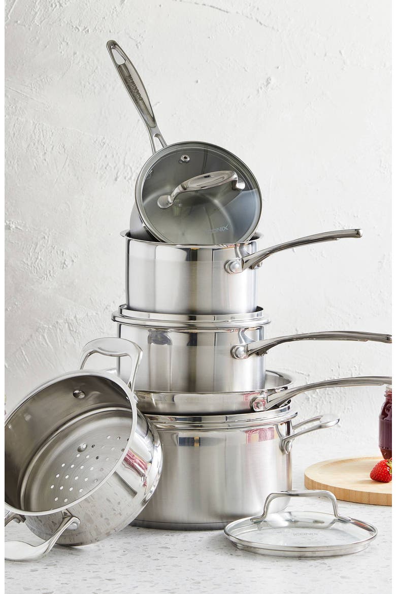 iconiX™ 10-Piece Cookware Set, Alternate, color, SILVER