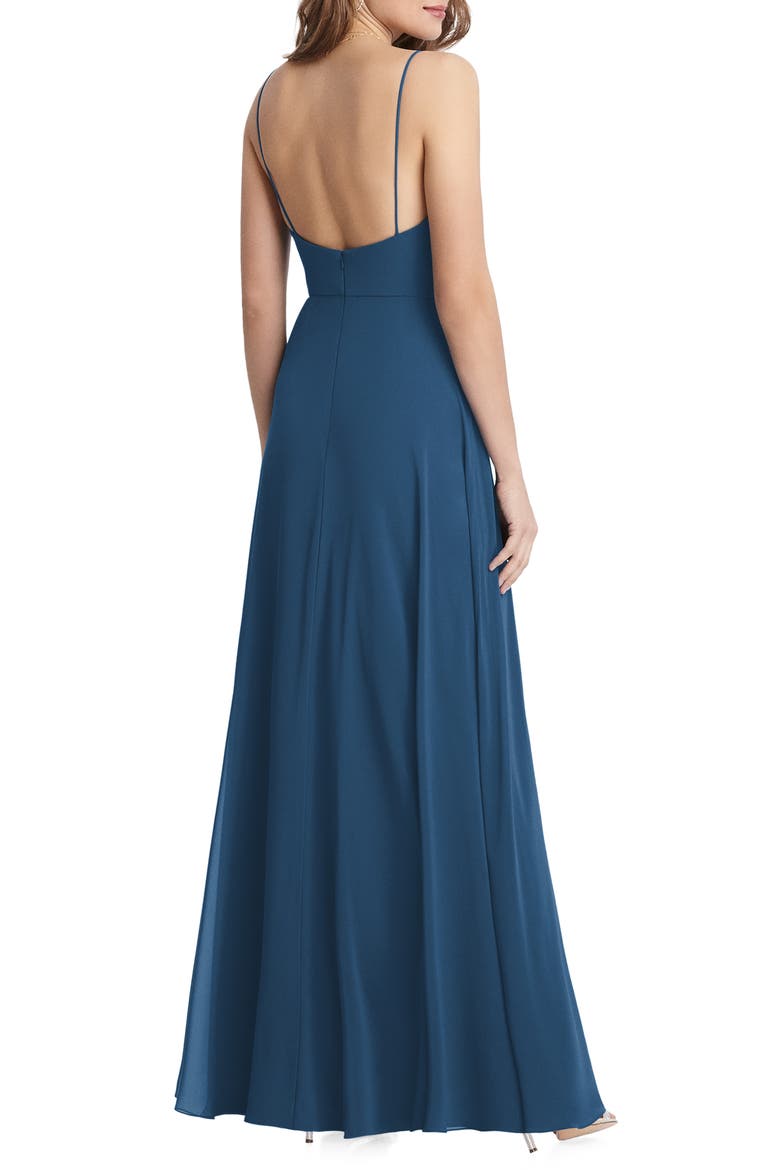 Elliott Square Neck Chiffon Gown, Alternate, color, DUSK BLUE