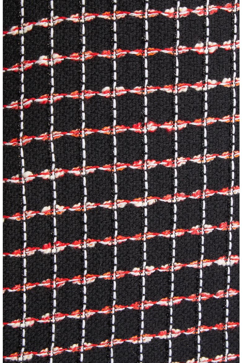 Windowpane Check Mixed Media Sleeveless Sheath Dress, Alternate, color, BLACK/ HAUTE RED/ PEARL MULTI