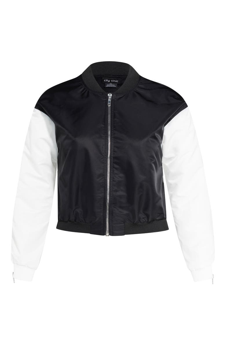 City Chic Noir Blanc Varsity Jacket, Alternate, color, 