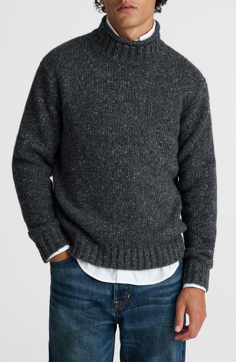Madewell Roll Neck Donegal Wool Blend Sweater, Main, color, Ash