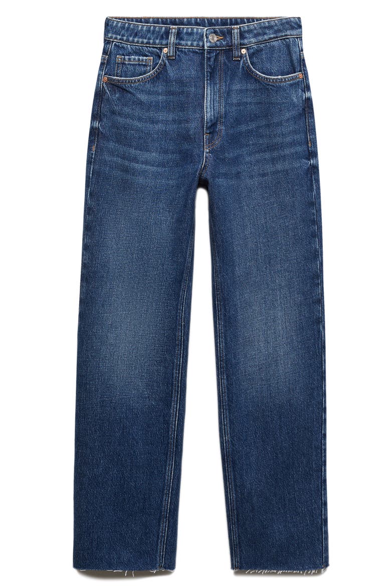 Raw Hem Crop Straight Leg Jeans, Alternate, color, DARK BLUE
