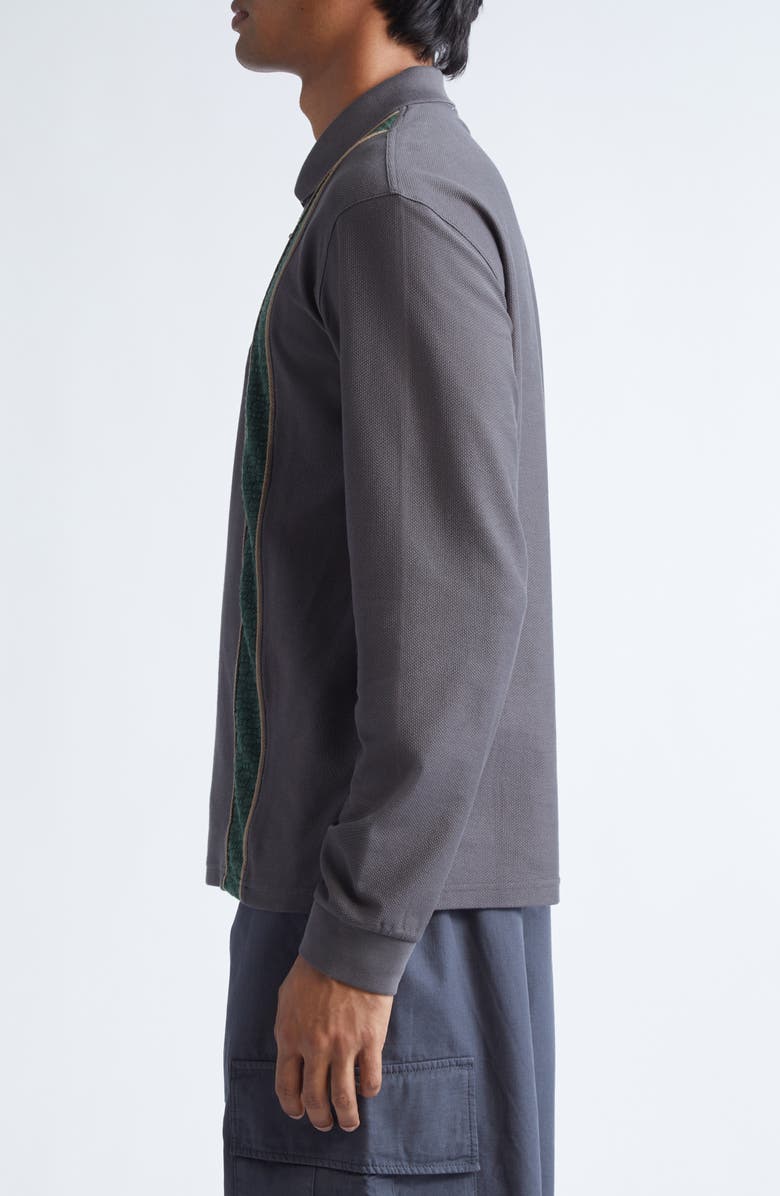 PALMES Long Sleeve Paneled Polo, Alternate, color, Charcoal