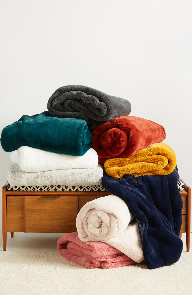 Anthropologie Home Anthropologie Sophie Faux Fur Throw Blanket, Alternate, color,