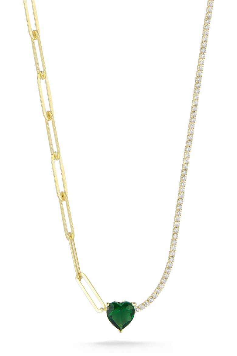 Gold Vermeil Mixed Chain Heart Necklace, Main, color, YELLOW GOLD