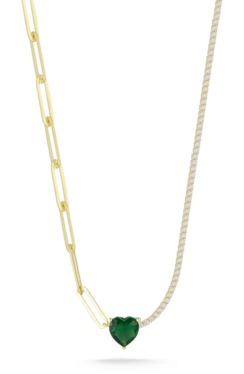 SPHERA MILANO Gold Vermeil Mixed Chain Heart Necklace, Main, color, Yellow Gold