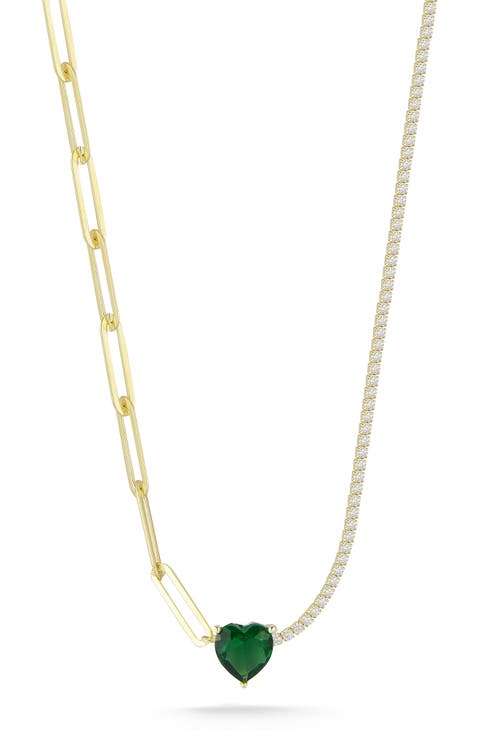 Gold Vermeil Mixed Chain Heart Necklace