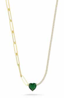 SPHERA MILANO Gold Vermeil Mixed Chain Heart Necklace