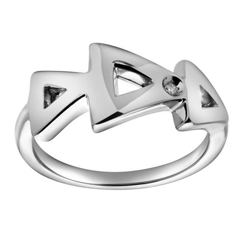 Jolie Sterling Silver 0.01 Ct Diamond Geometric Ring