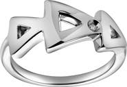 LuvMyJewelry Jolie Sterling Silver 0.01 Ct Diamond Geometric Ring