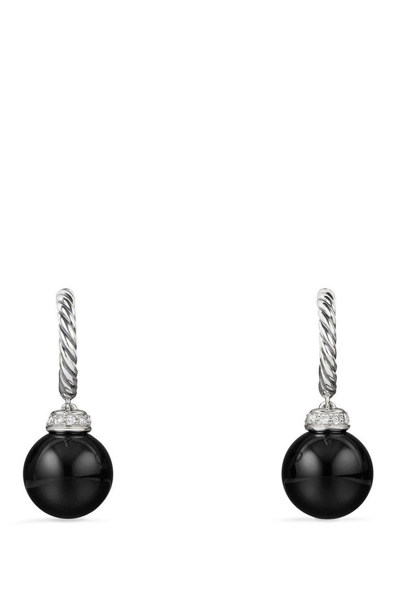 Solari Hoop Earrings with Diamonds, Main, color, SILVER/ DIAMOND/ BLACK ONYX