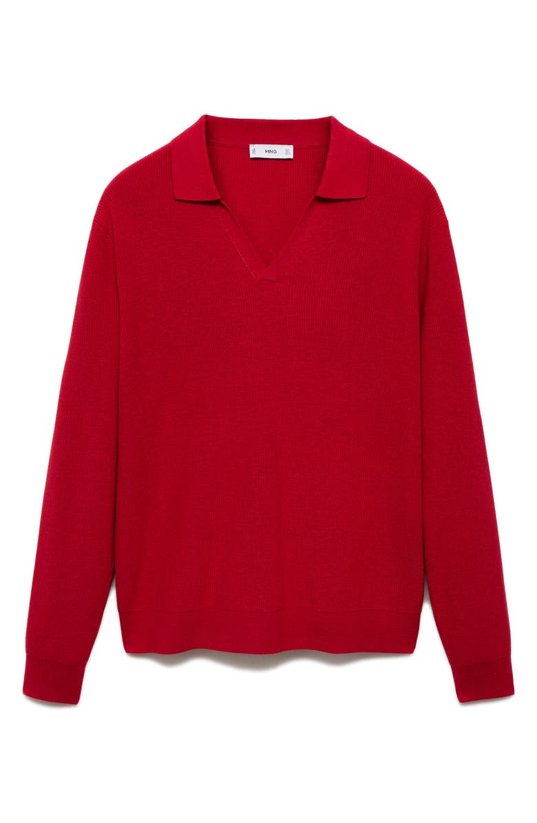MANGO Long Sleeve Rib Knit Polo Sweater, Alternate, color,