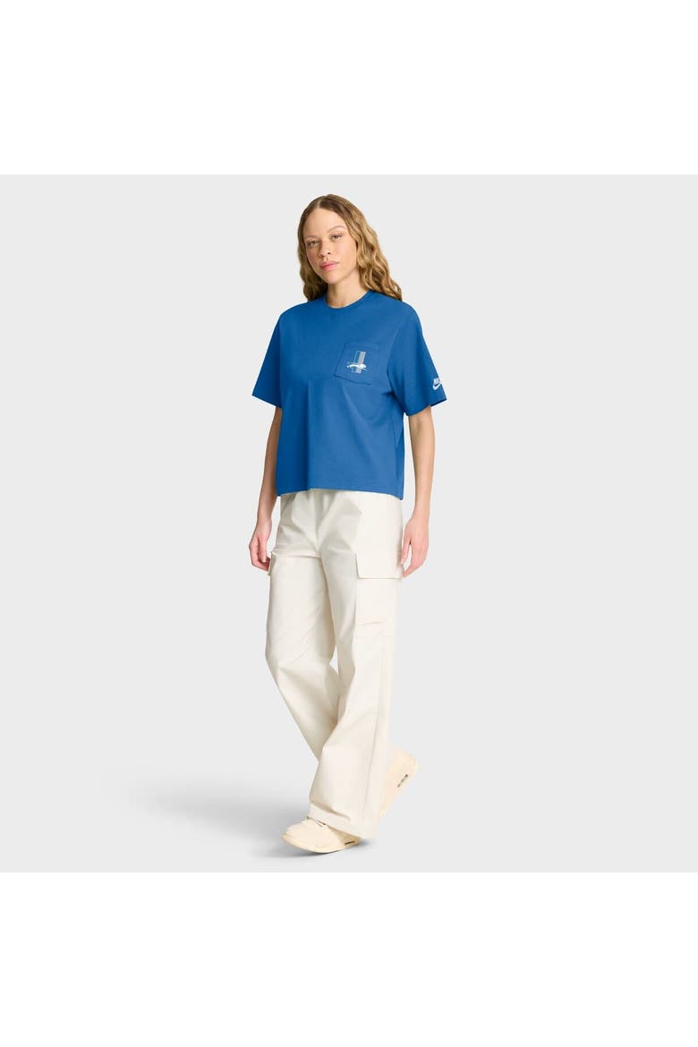 Women's Nike Blue Detroit Lions Rewind Pocket Boxy T-Shirt, Alternate, color, Blue