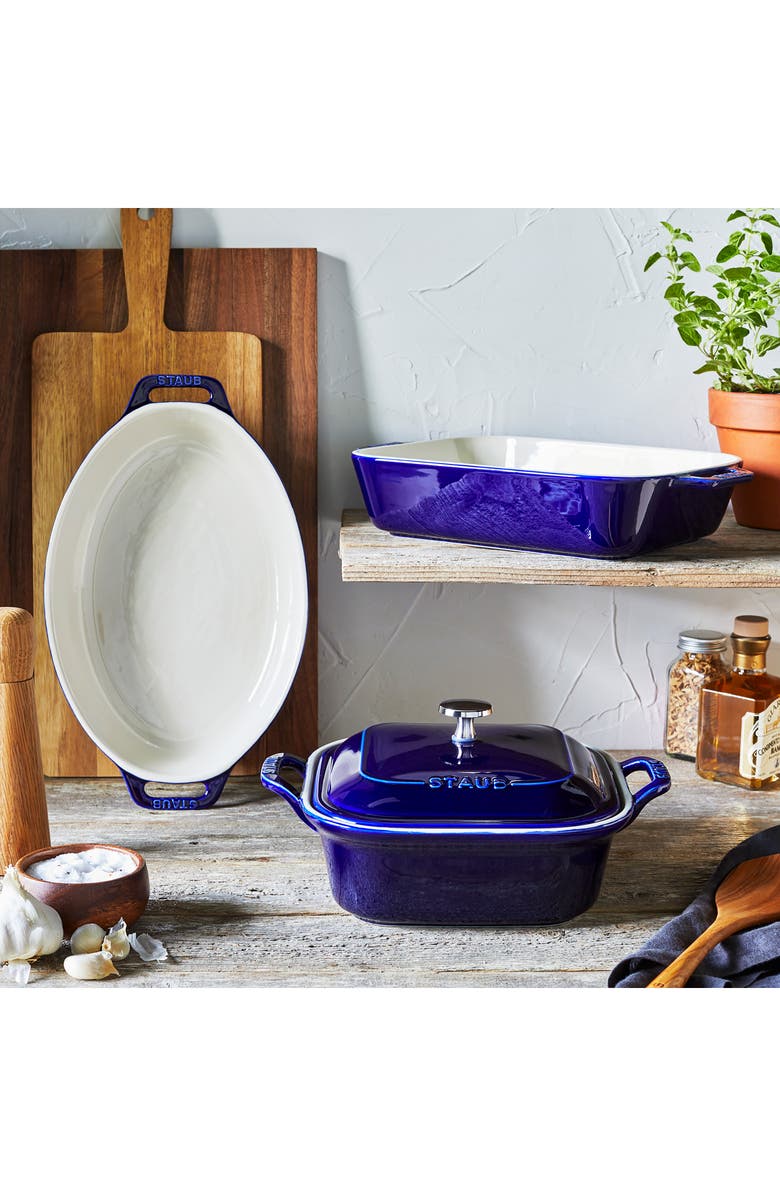 Staub 4-Piece Ceramic Baking Dish Set, Alternate, color, Dark Blue