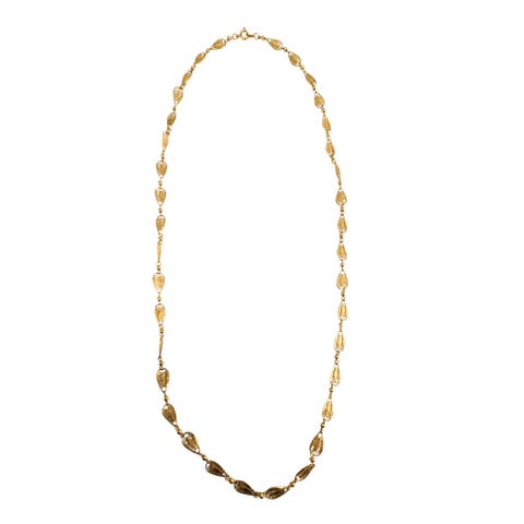 Vintage 1960s Goldtone Filigree Leaf link Necklace