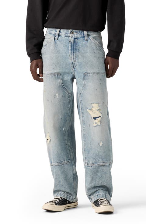 568 Loose Ripped Straight Leg Double Knee Jeans