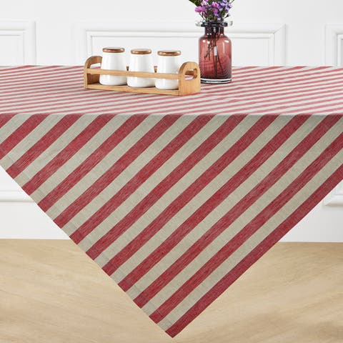 Linen Table Throw - Sorrento Stripe, 52" x 52", 52" x 52"