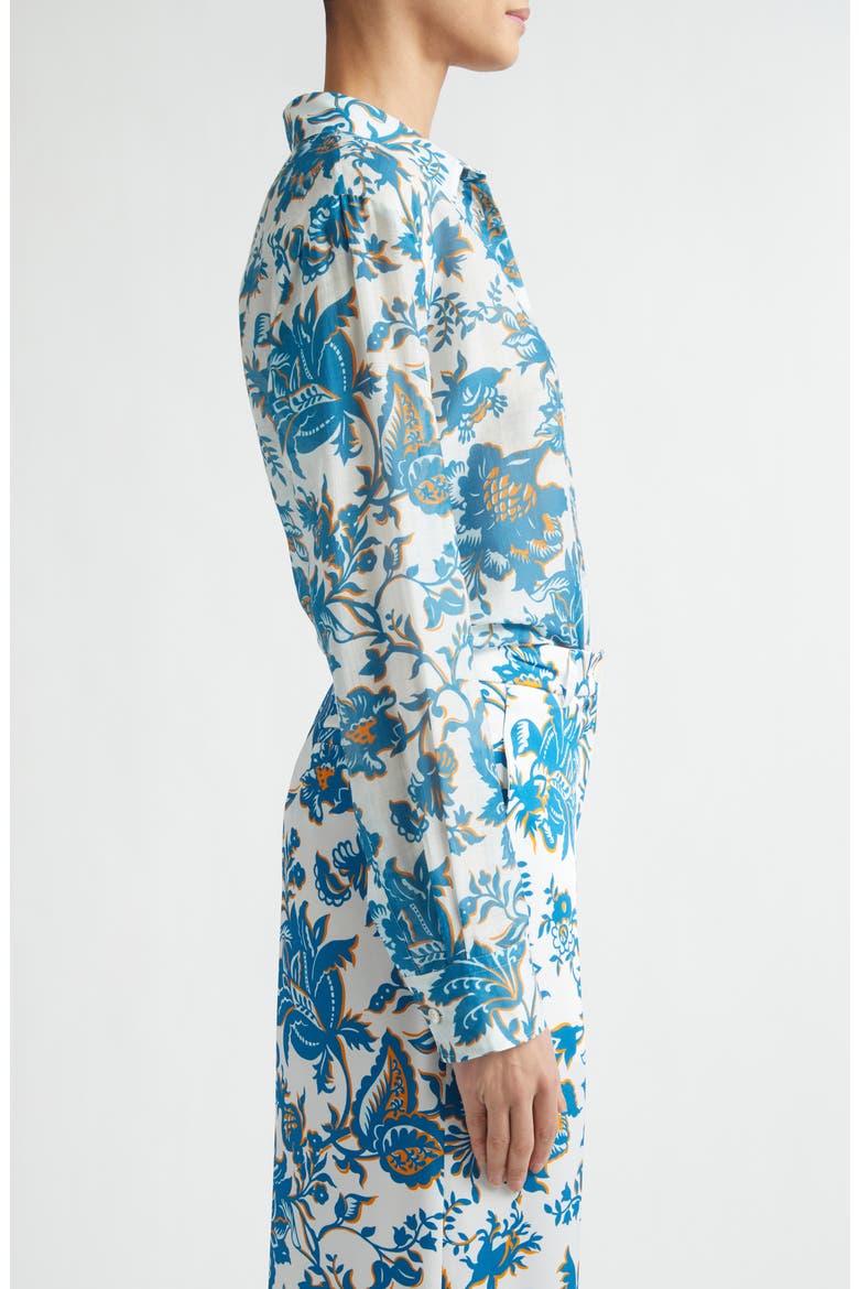 Floral Paisley Cotton & Silk Button-Up Shirt, Alternate, color, PRINT ON WHITE BASE