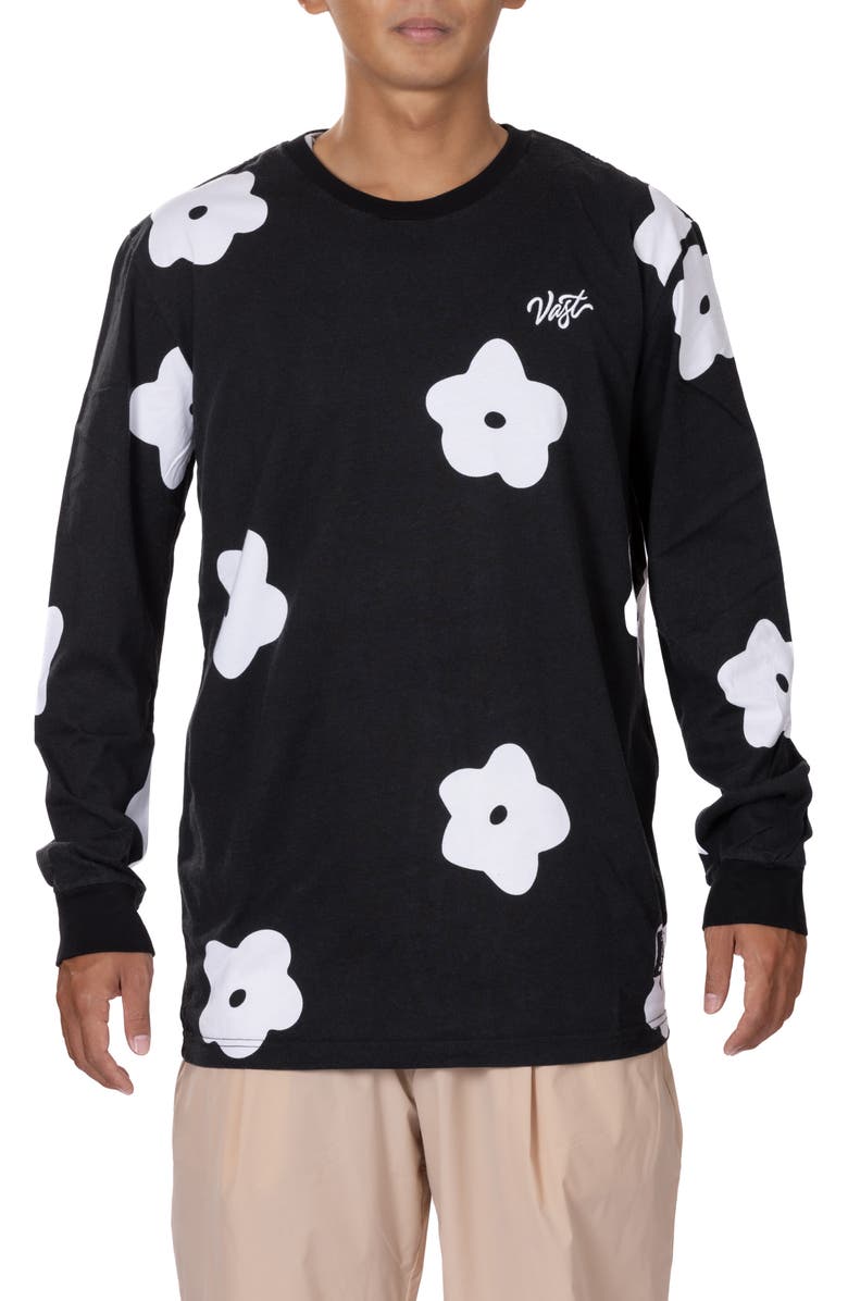 VAST Floral Long Sleeve Graphic T-Shirt, Main, color, Black