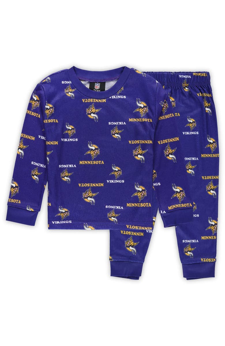 Outerstuff Toddler Outerstuff Purple Minnesota Vikings All-Over-Print Long Sleeve T-Shirt and Pants Sleep Set, Main, color, Purple