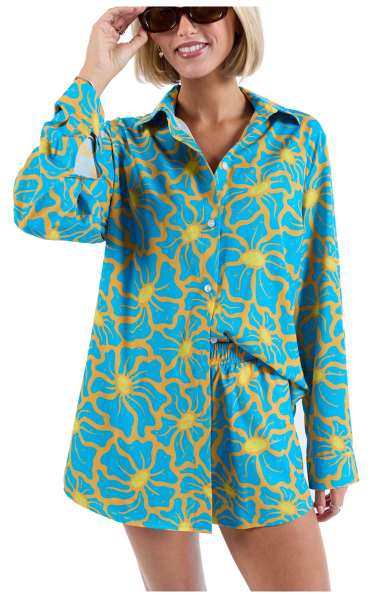 Kenny Flowers The 1979 - Women's Long Sleeve Resort Shirt, Main, color, Teal