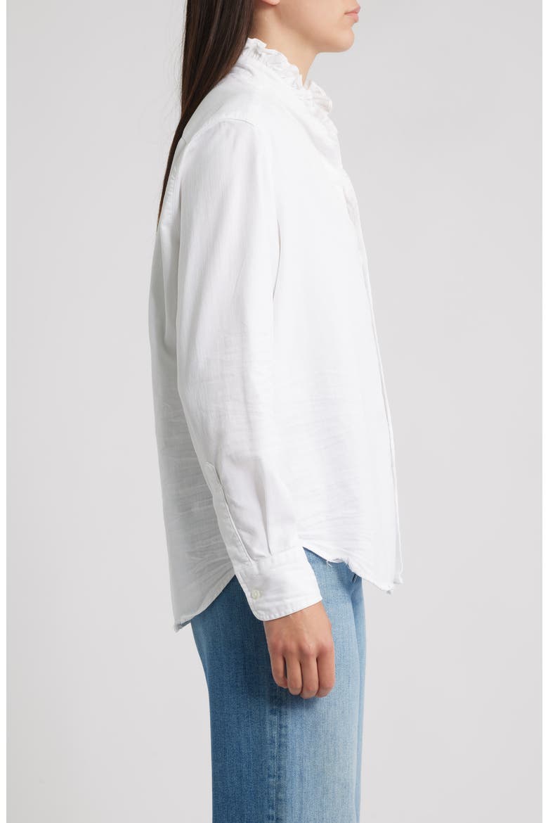 Ruffle Collar Relaxed Button Up Shirt, Alternate, color, WHITE