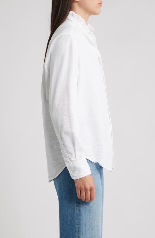 Frank & Eileen Ruffle Collar Relaxed Fit Cotton Button-up Shirt In White