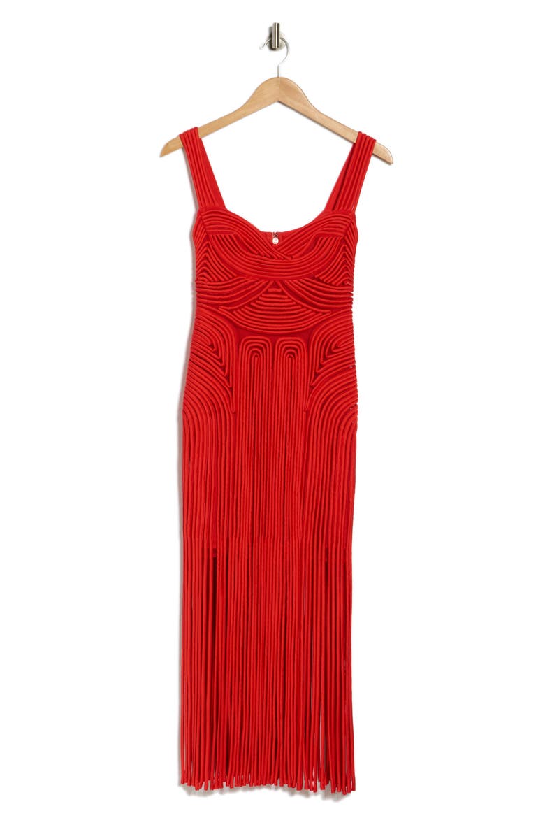 Darby Fringe Hem Midi Dress, Alternate, color, FIERY RED